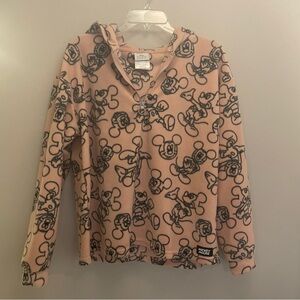 Disney Mickey Mouse Zip Fleece Hoodie XL 15/17‎ Pink Sketch Print Hoodie